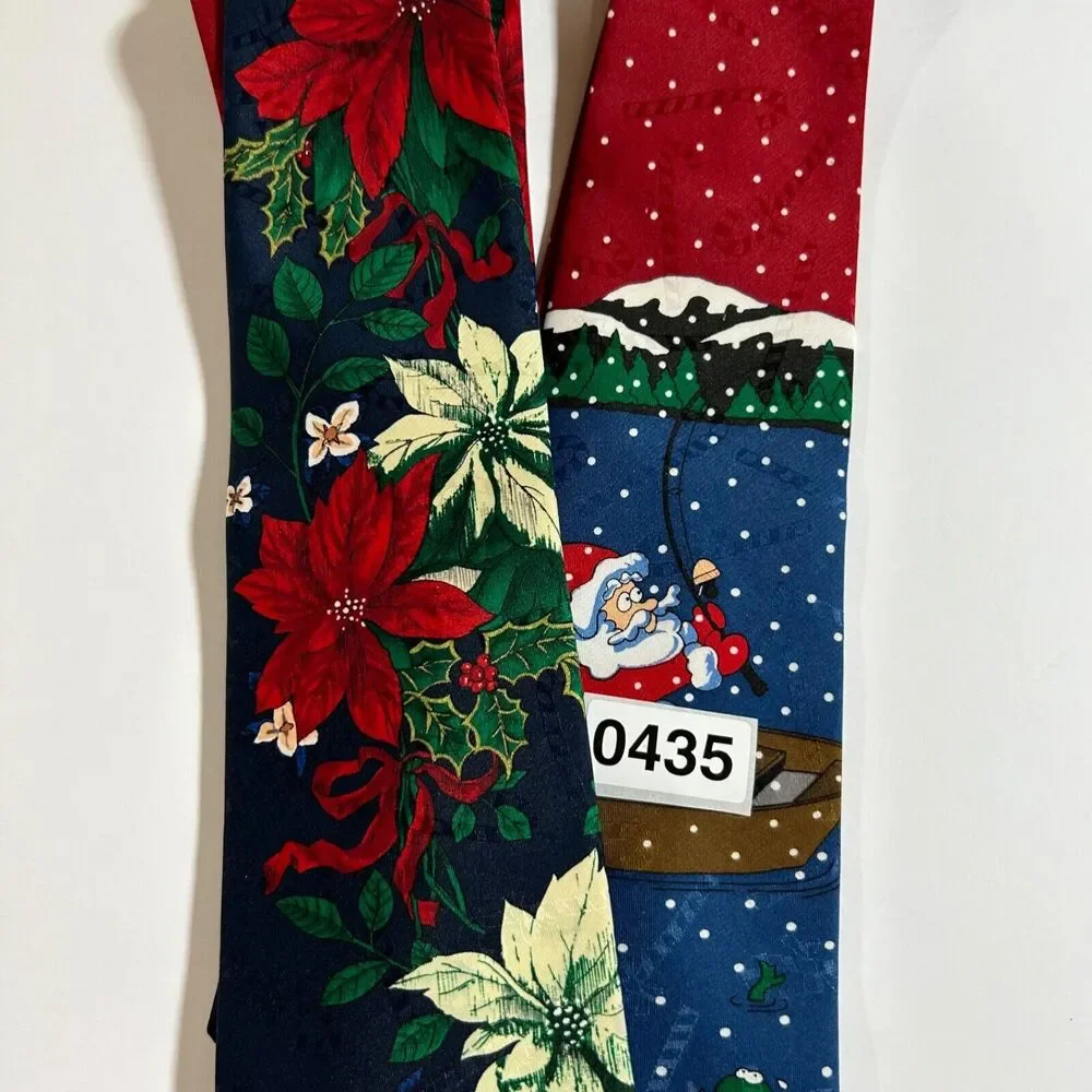 Hallmark Yule Tie Greetings Neck Tie Holiday Christmas Santa Candy Cane Lot of 2
